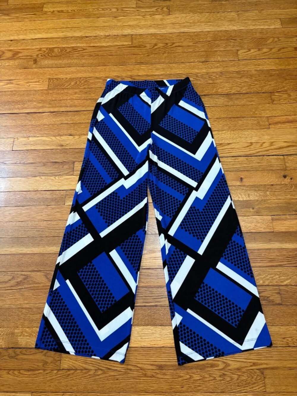 Chico's Travelers Womens Slinky Knit Wide Leg Pants Sz 0 (US 4) Blue Black